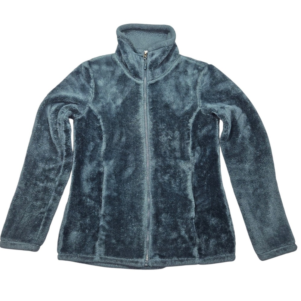32 Degrees Heat Full Zip Faux Fur Fleece Jacket Blue Sz S